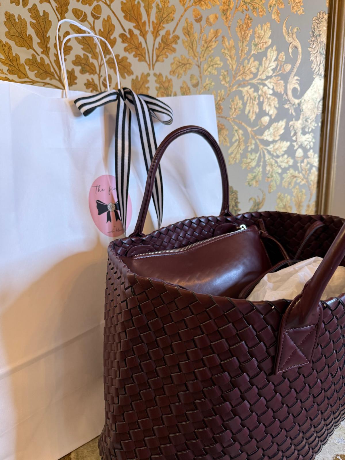 Gabriella Woven Shopper in Oxblood