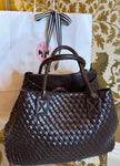Gabriella Woven Shopper in Chocolate