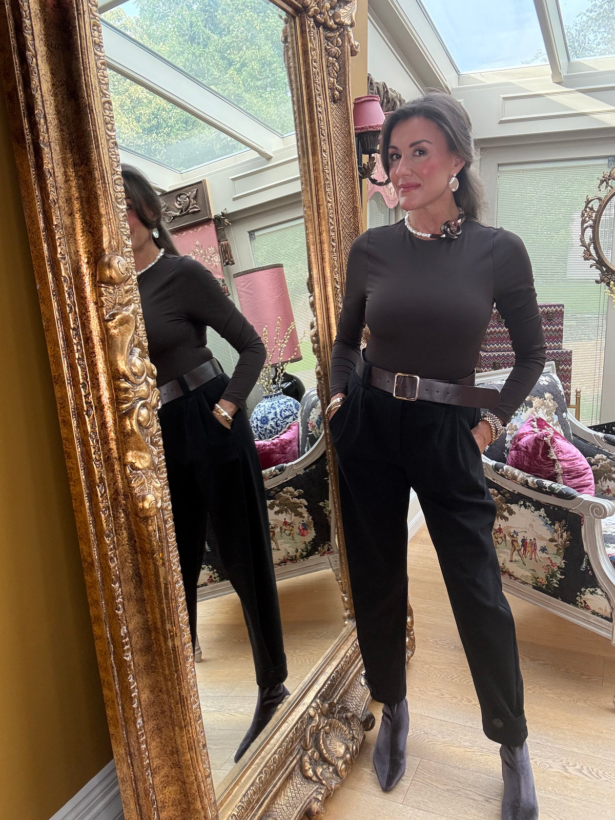 Cleo Barrel Trousers in Black