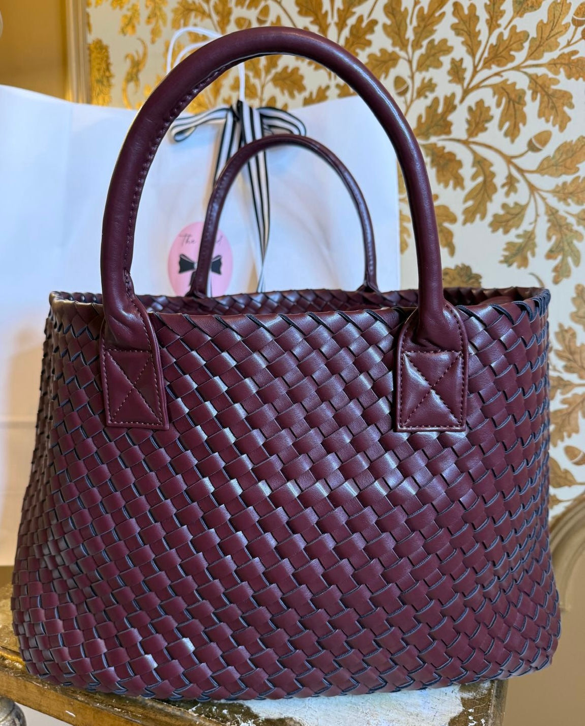 Gabriella Woven Shopper in Oxblood