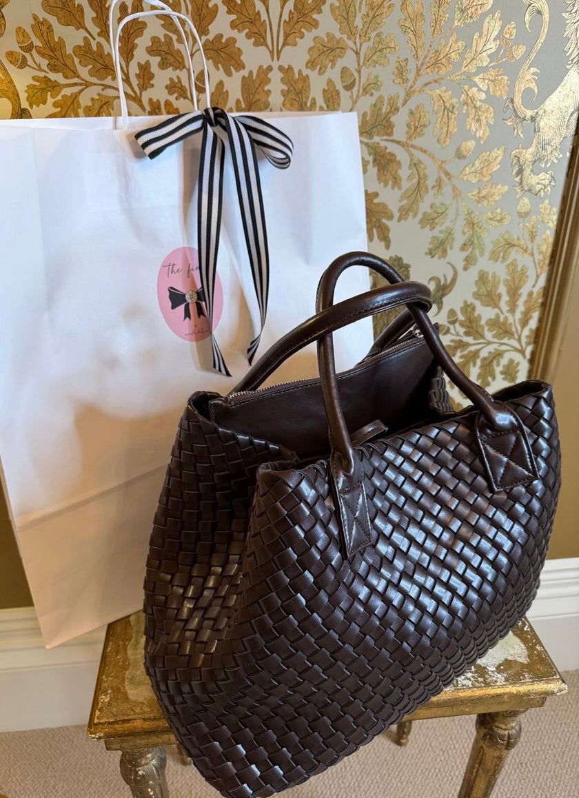 Gabriella Woven Shopper in Chocolate