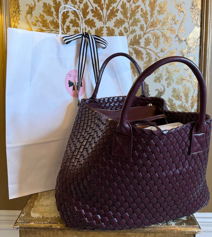 Gabriella Woven Shopper in Oxblood