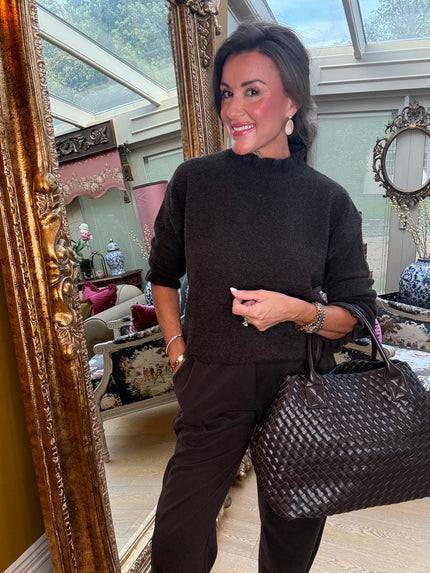 Penny Ruffle Jumper in Chocolate