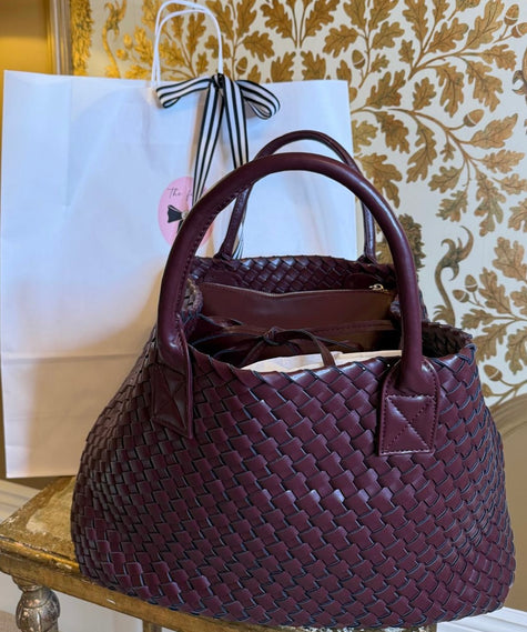 Gabriella Woven Shopper in Oxblood