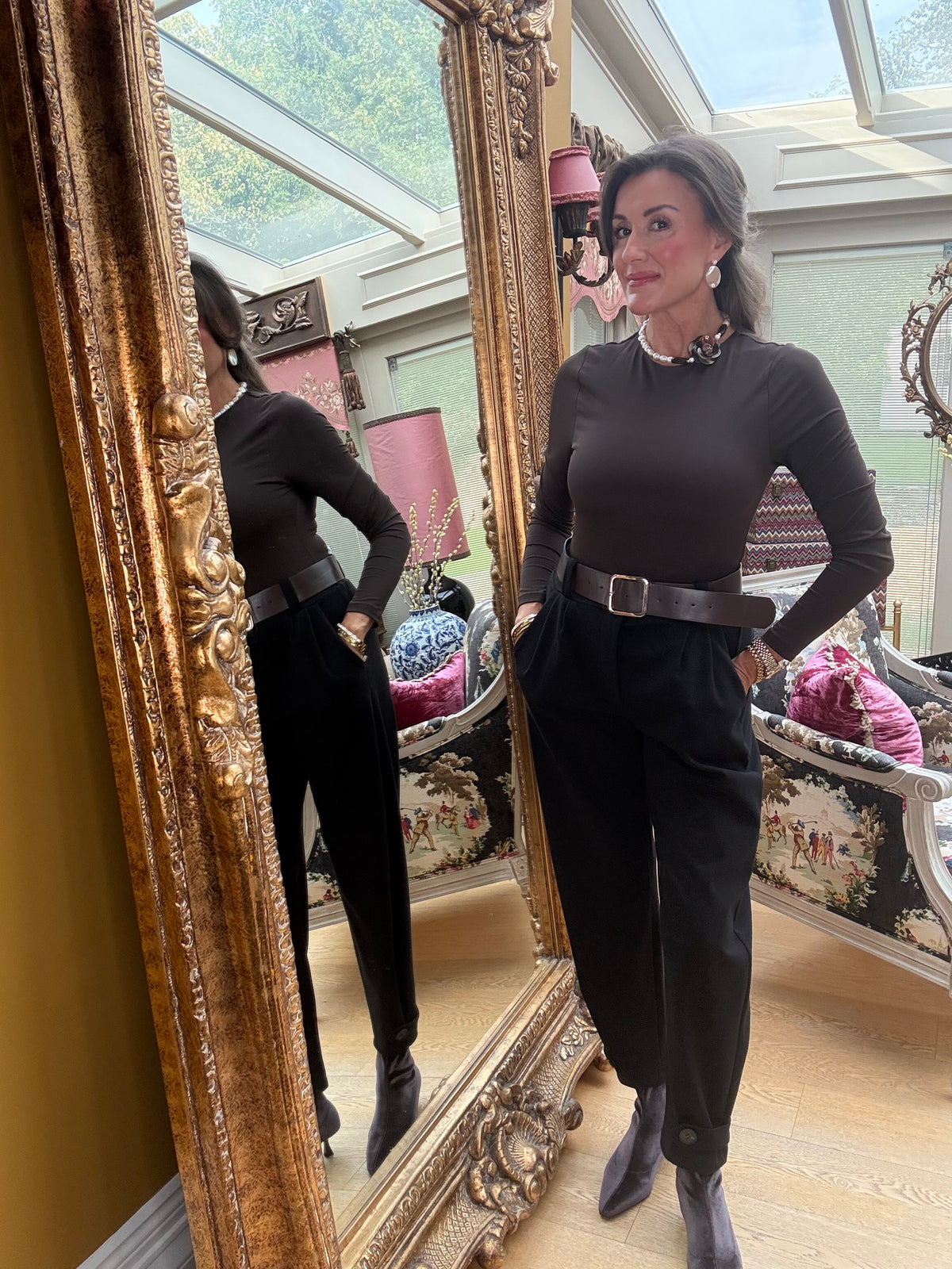 Cleo Barrel Trousers in Black