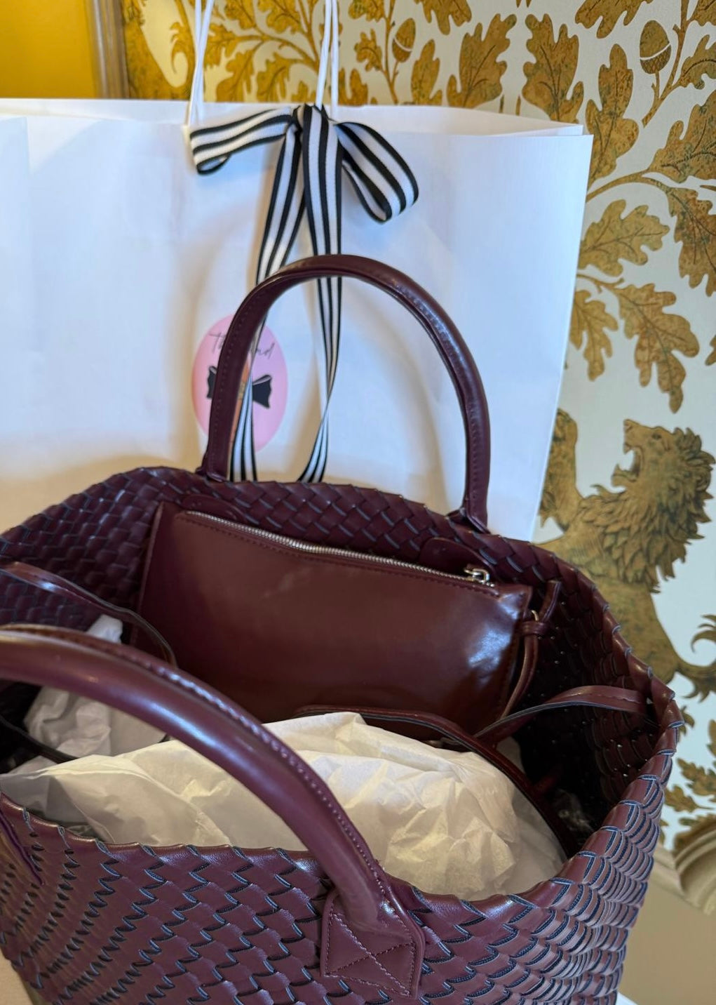 Gabriella Woven Shopper in Oxblood