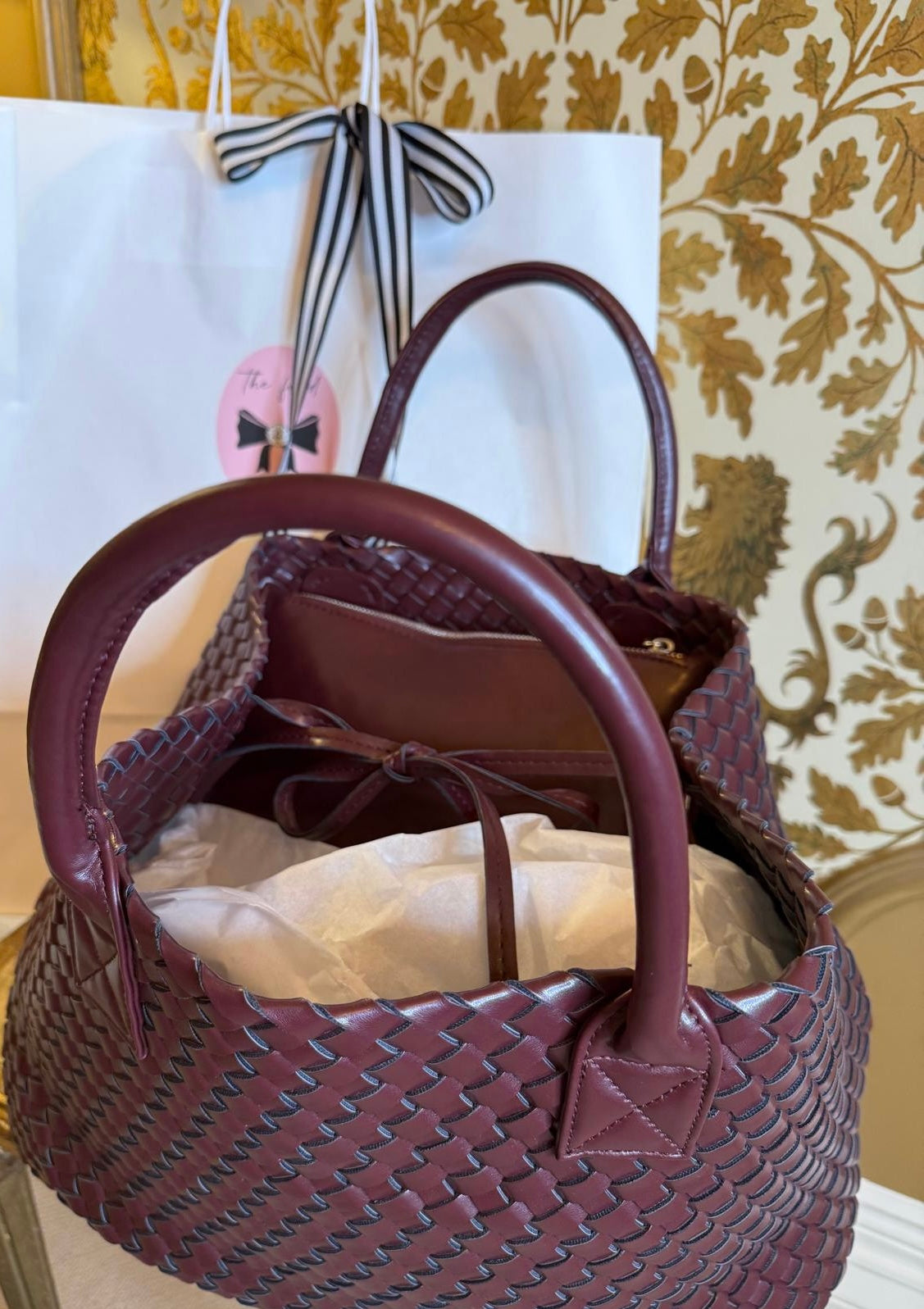 Gabriella Woven Shopper in Oxblood