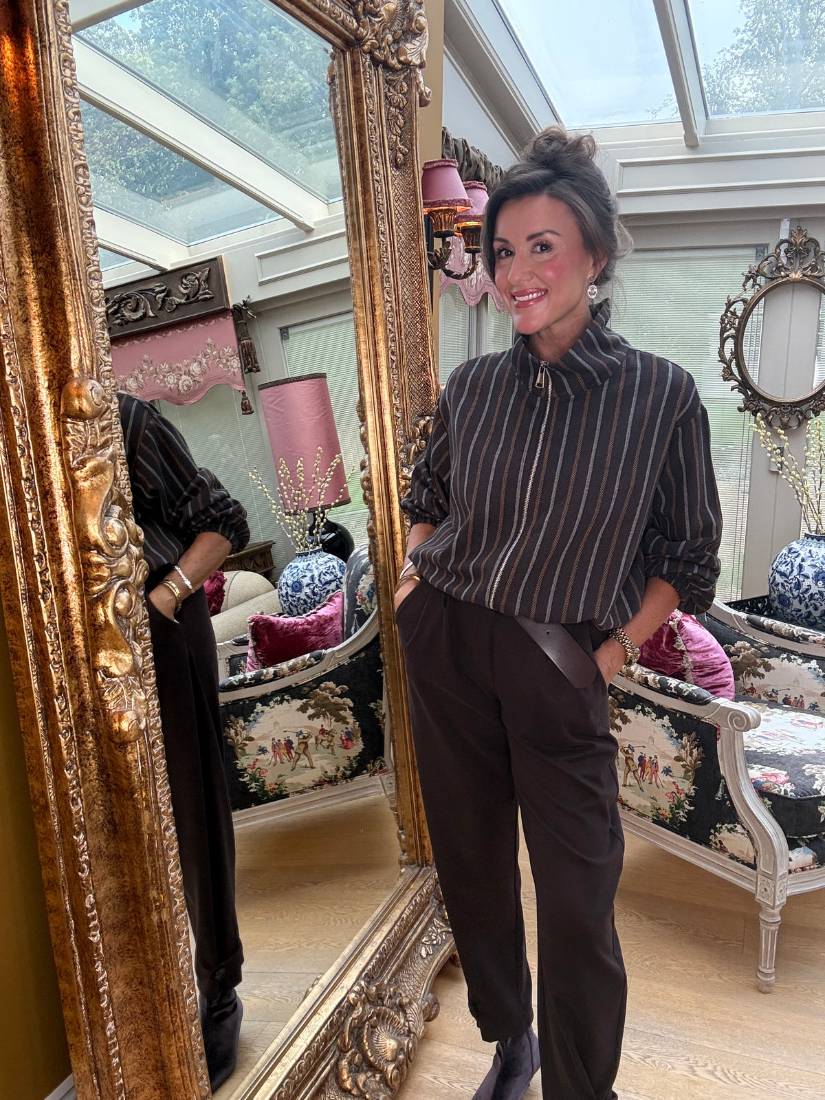 Cleo Barrel Trousers in Chocolate
