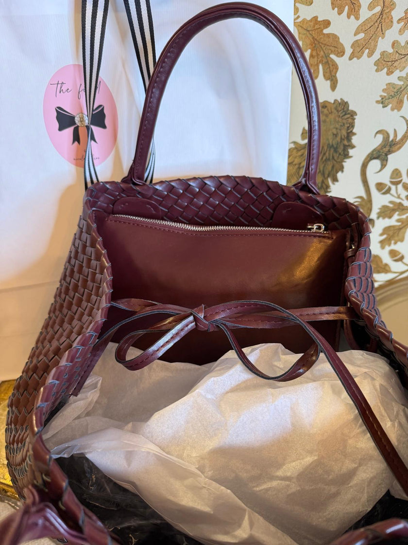 Gabriella Woven Shopper in Oxblood