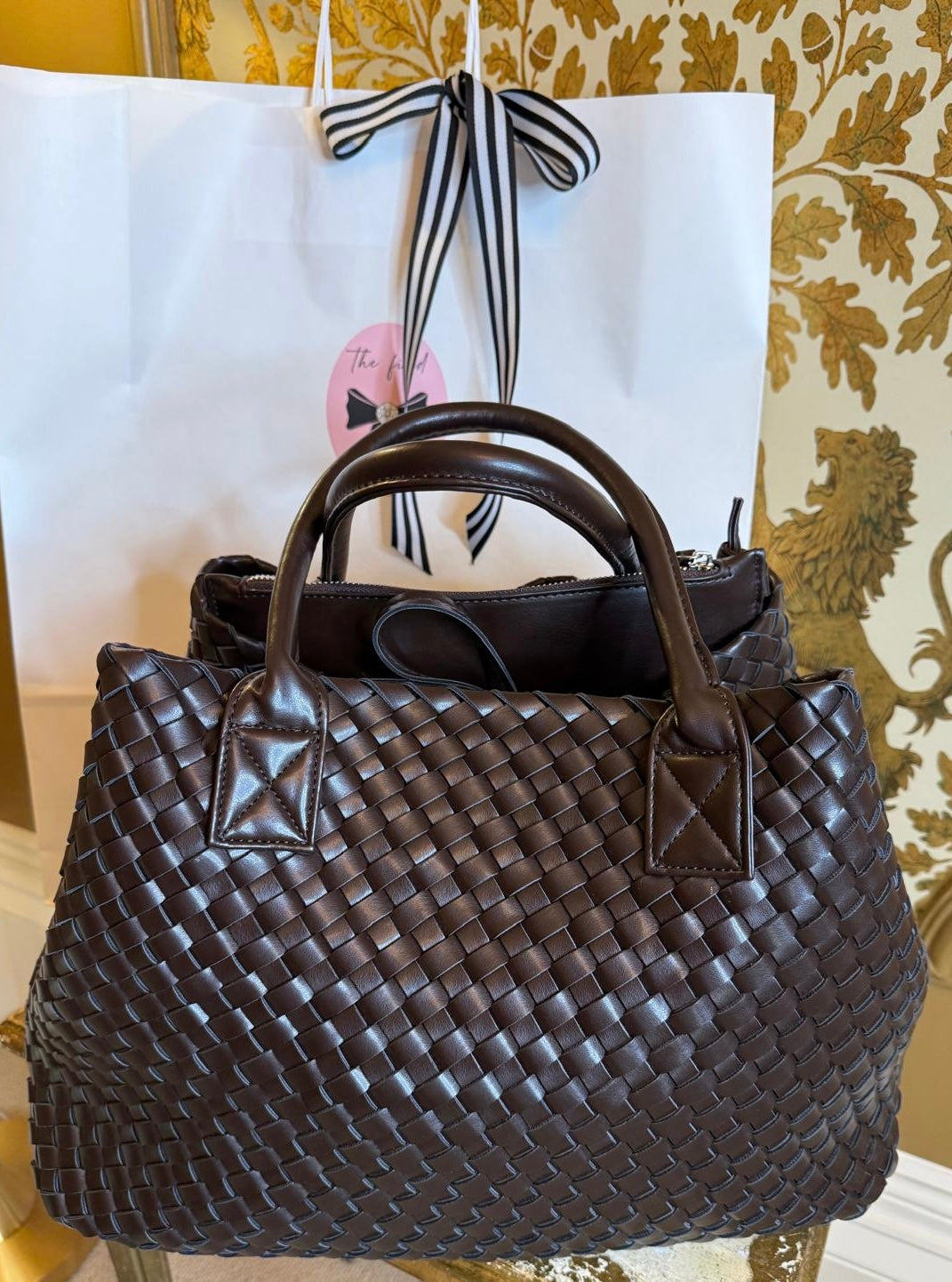 Gabriella Woven Shopper in Chocolate