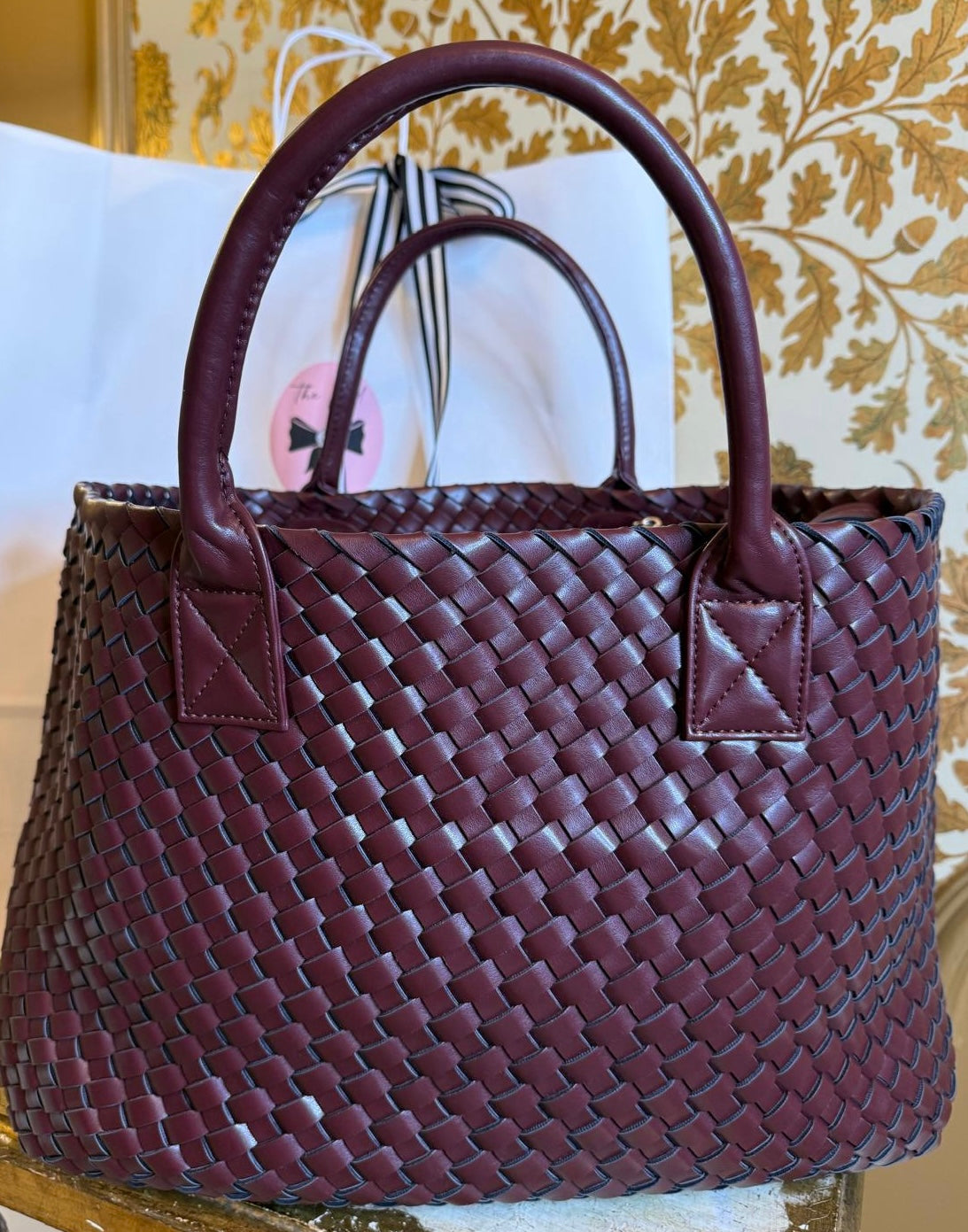 Gabriella Woven Shopper in Oxblood