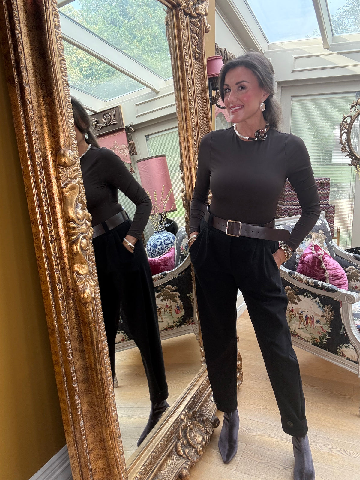 Cleo Barrel Trousers in Black