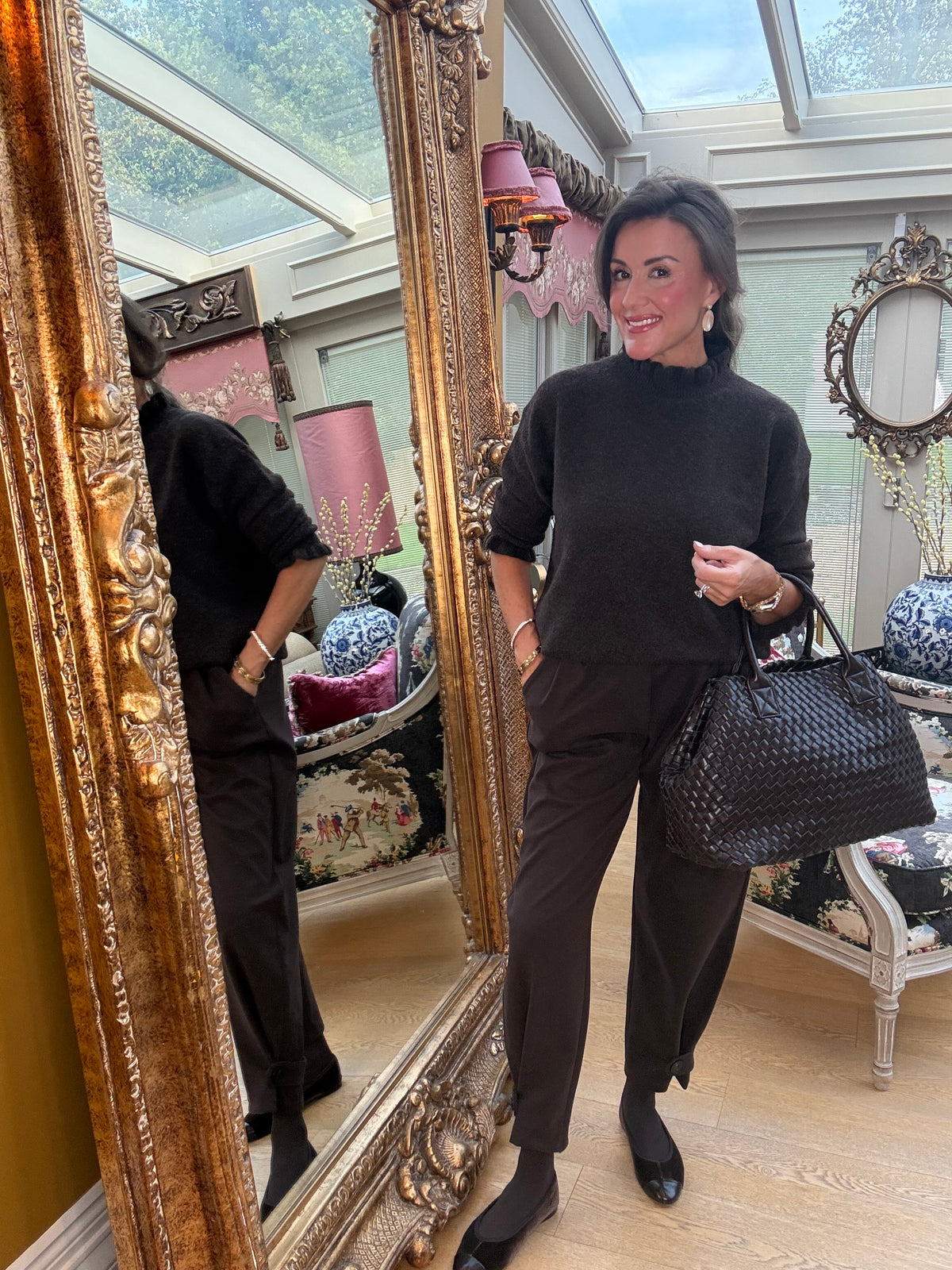 Cleo Barrel Trousers in Chocolate