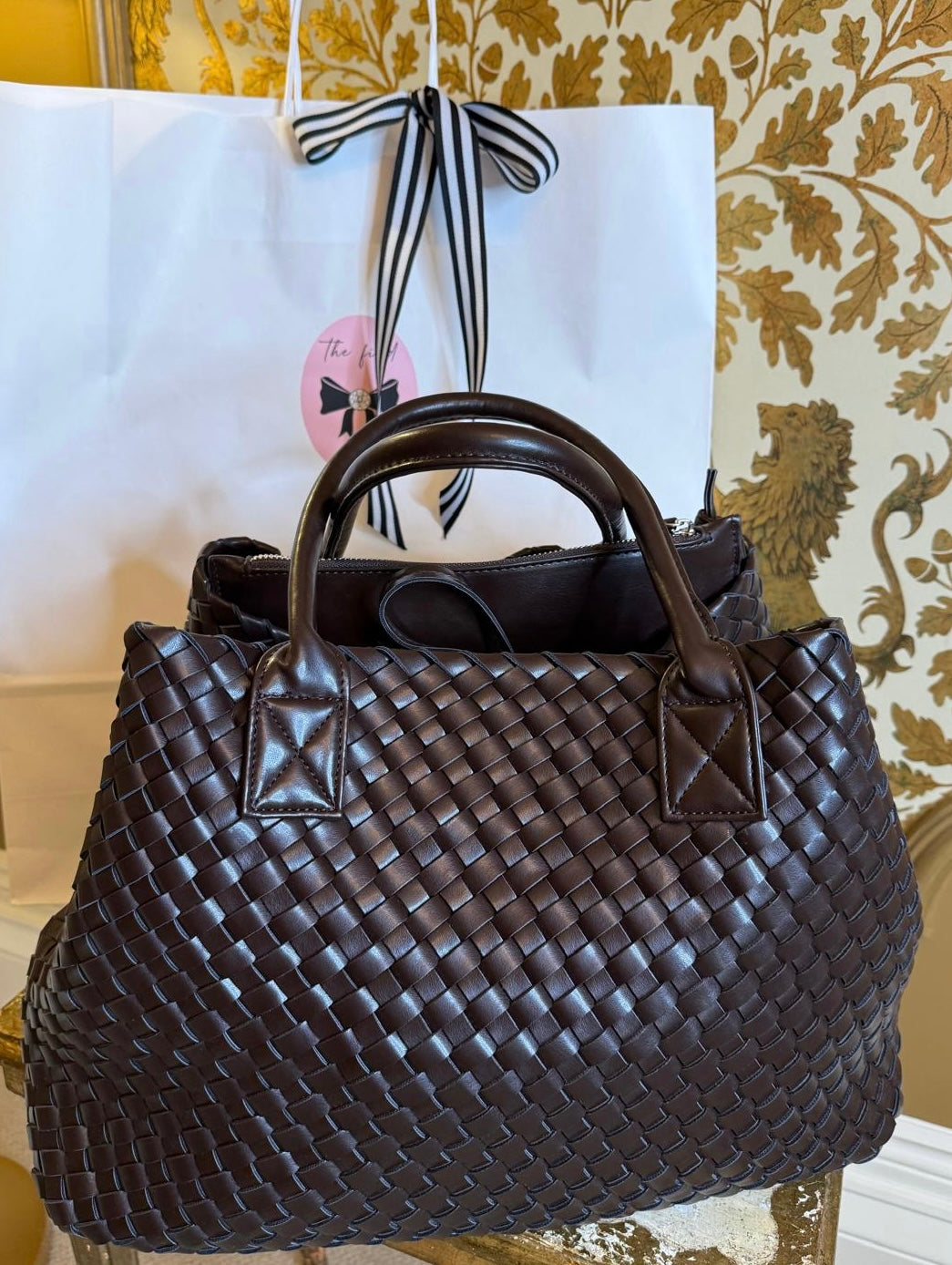 Gabriella Woven Shopper in Chocolate