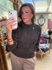 Dottie Gold Dot Jumper in Chocolate