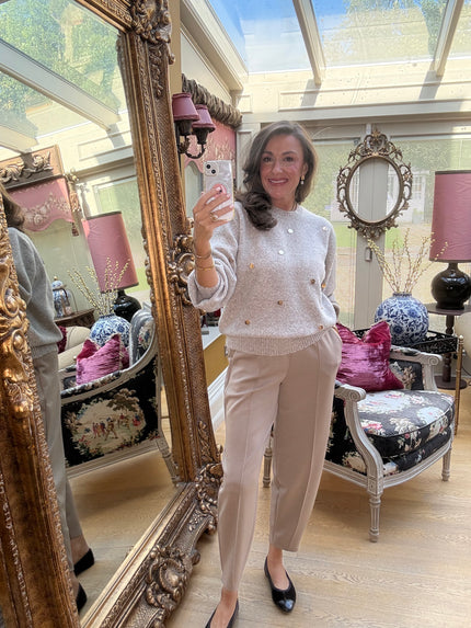 Dottie Gold Dot Jumper in Taupe