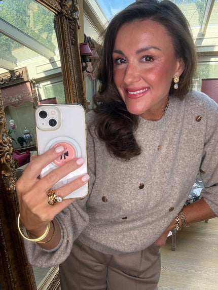 Dottie Gold Dot Jumper in Taupe
