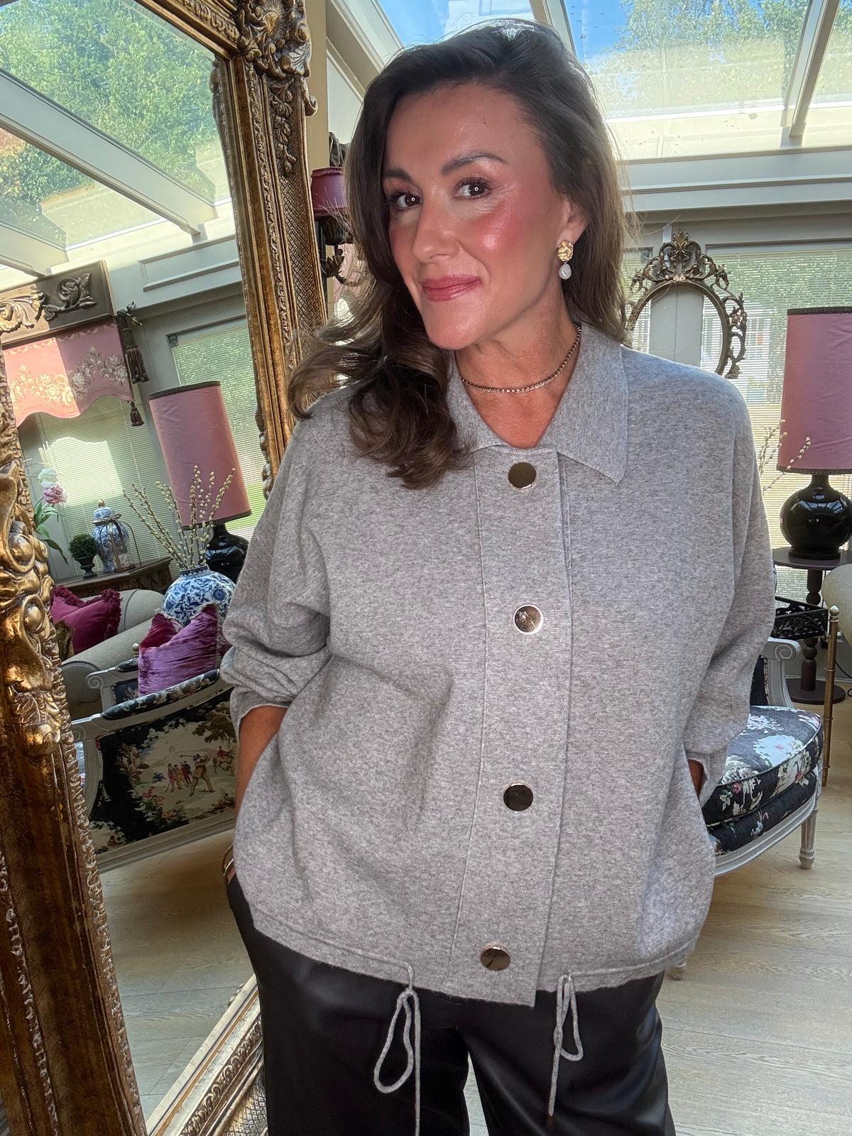 Hayley Knit Jacket in Taupe