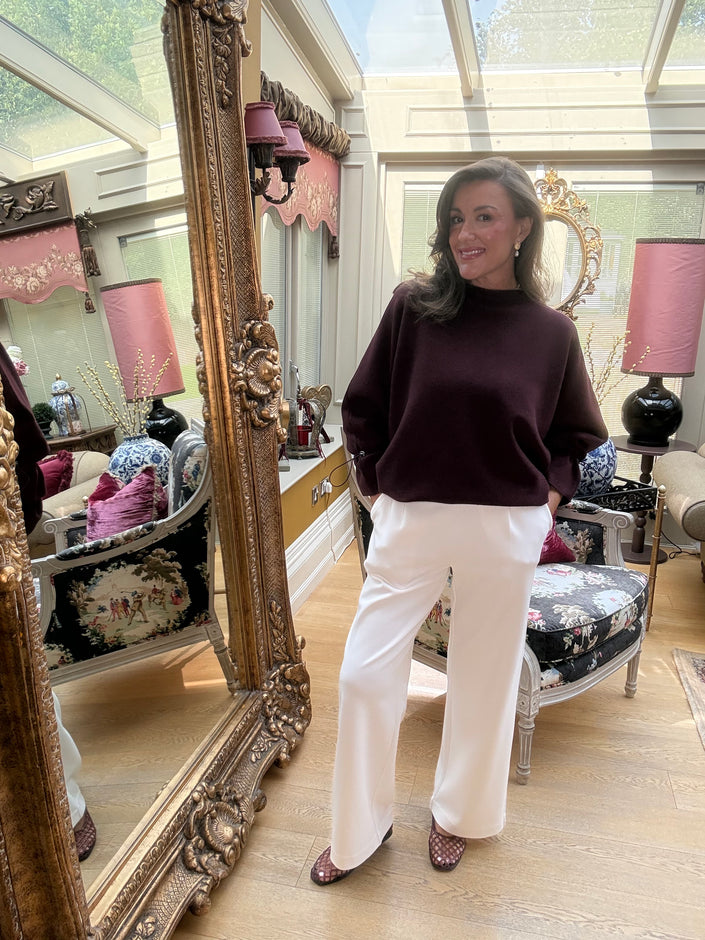 Stephania Toggle Jumper in Burgundy