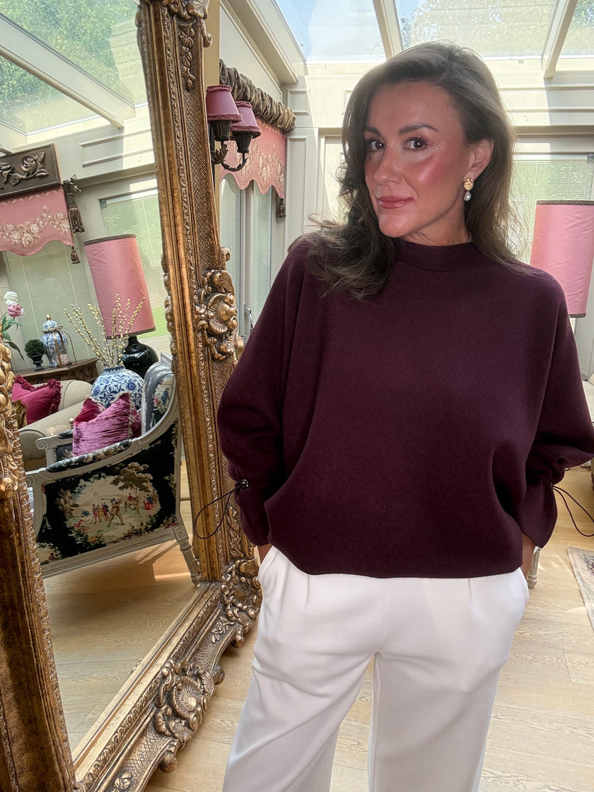 Stephania Toggle Jumper in Burgundy