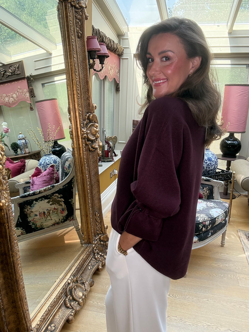 Stephania Toggle Jumper in Burgundy