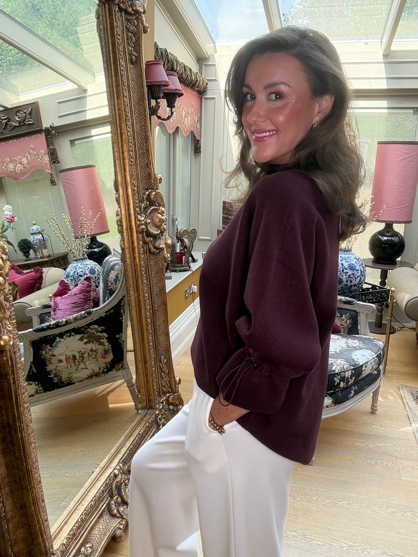 Stephania Toggle Jumper in Burgundy