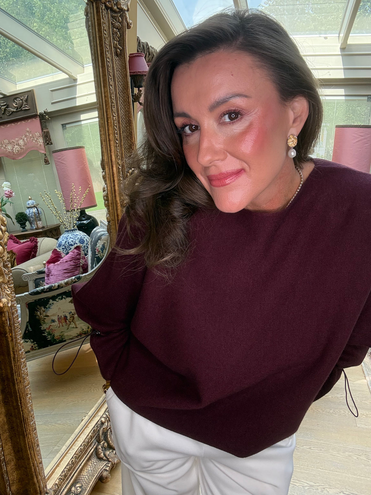Stephania Toggle Jumper in Burgundy
