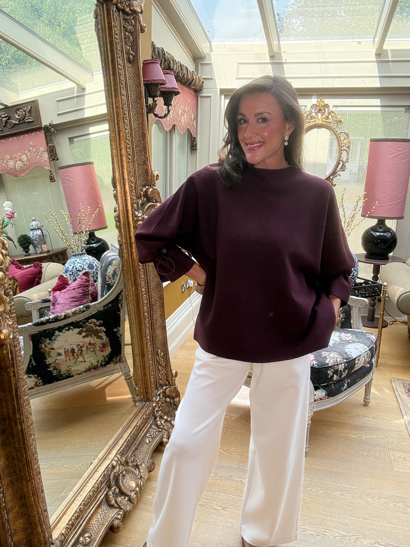 Stephania Toggle Jumper in Burgundy