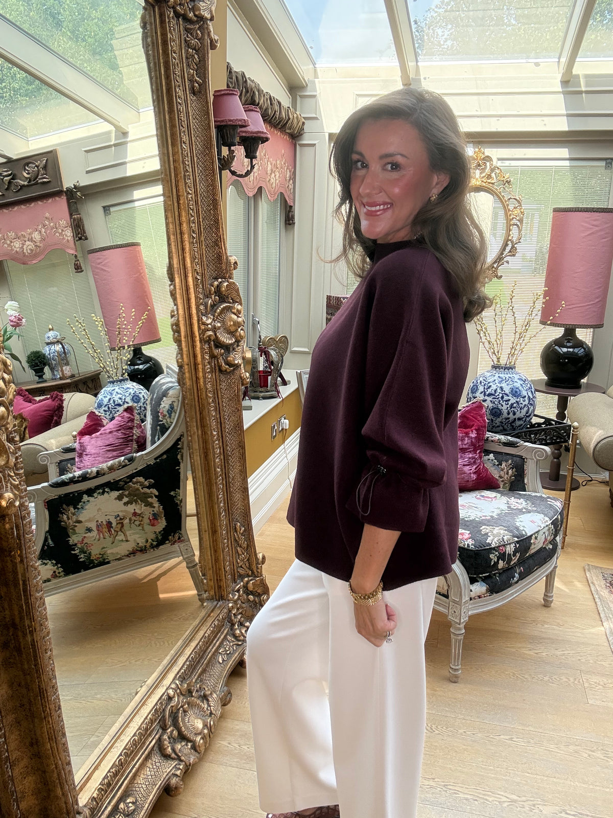 Stephania Toggle Jumper in Burgundy
