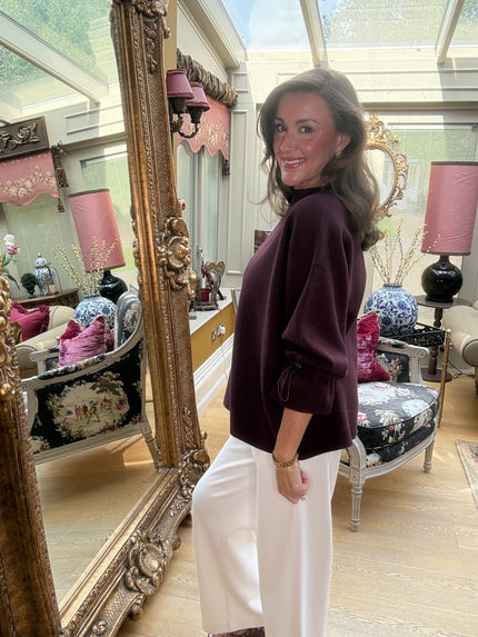 Stephania Toggle Jumper in Burgundy