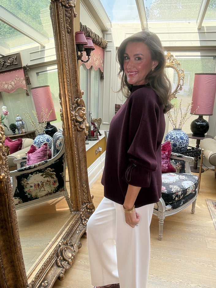Stephania Toggle Jumper in Burgundy