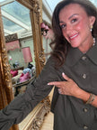 Georgia Ruched Sleeve Jacket in Khaki