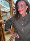Georgia Ruched Sleeve Jacket in Khaki