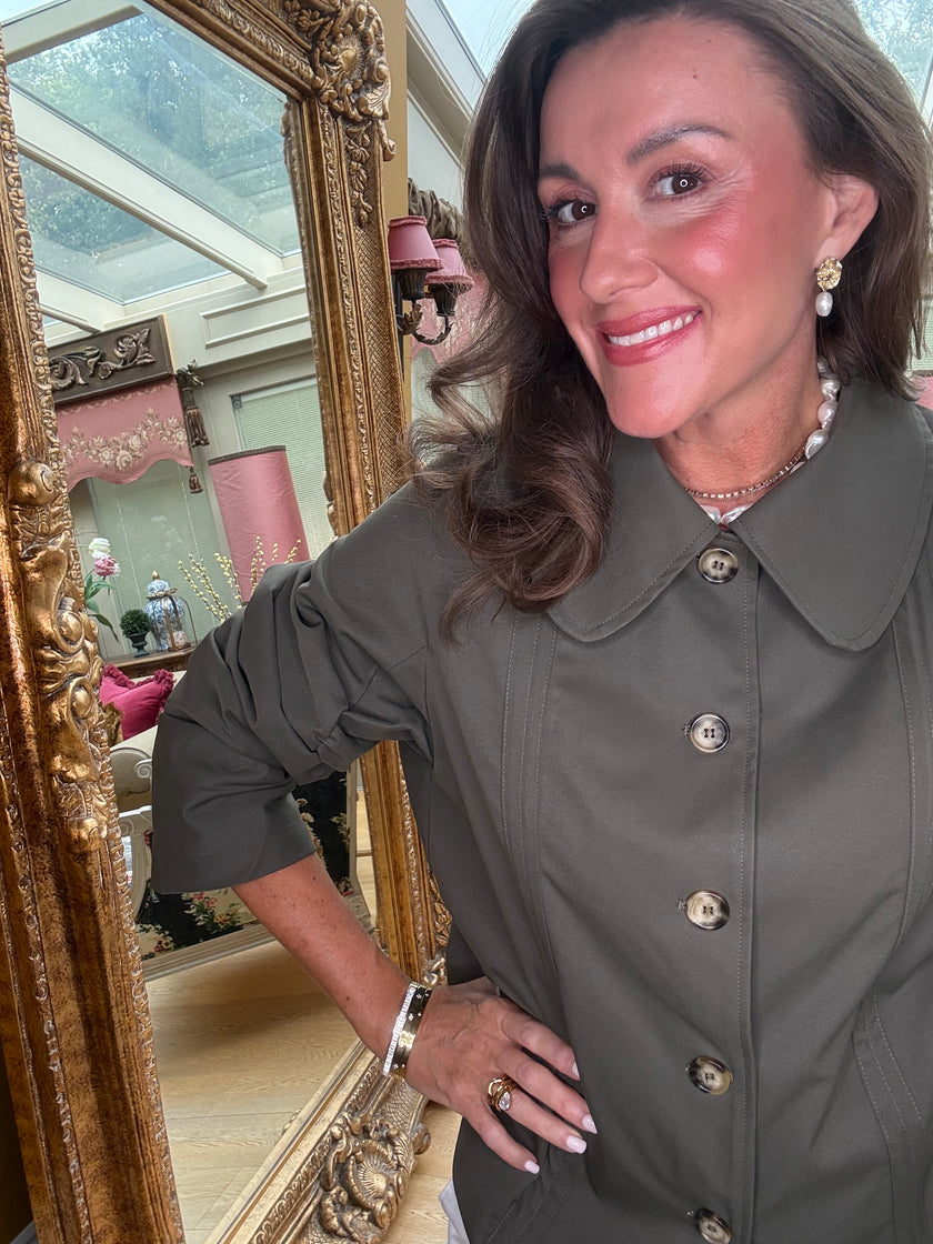 Georgia Ruched Sleeve Jacket in Khaki