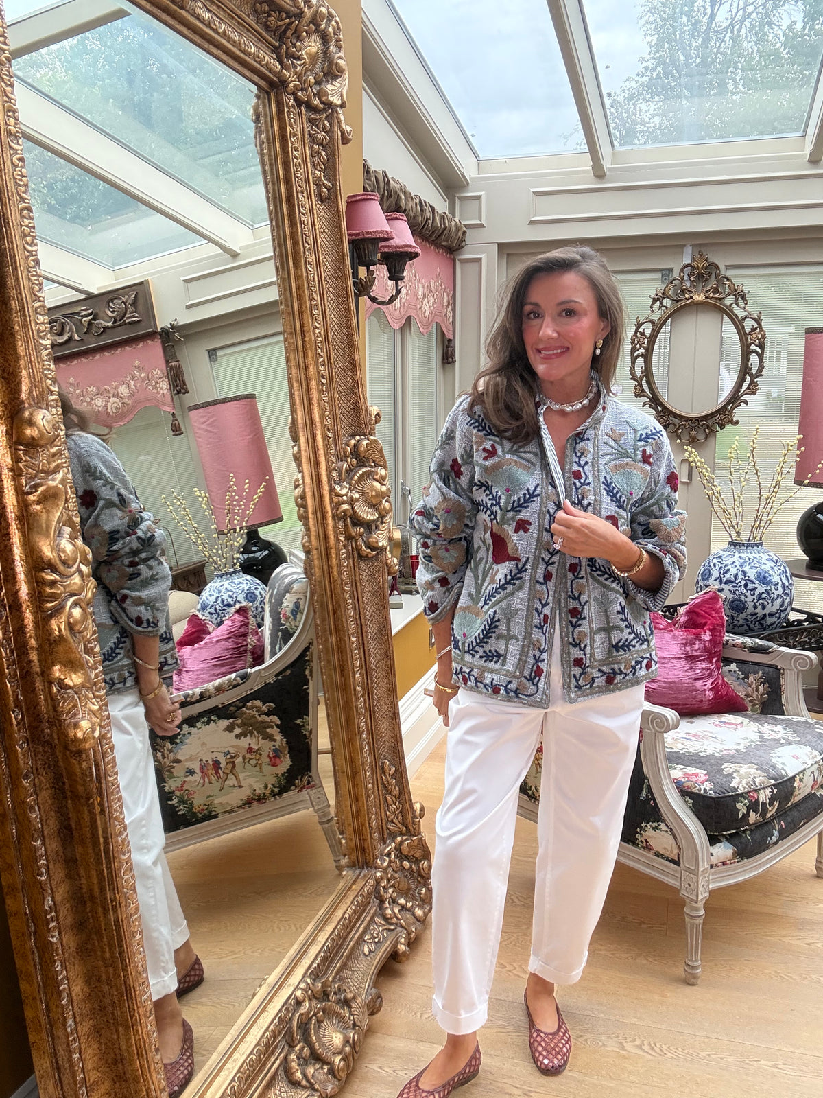 Marrakech Embroidered Jacket in Grey