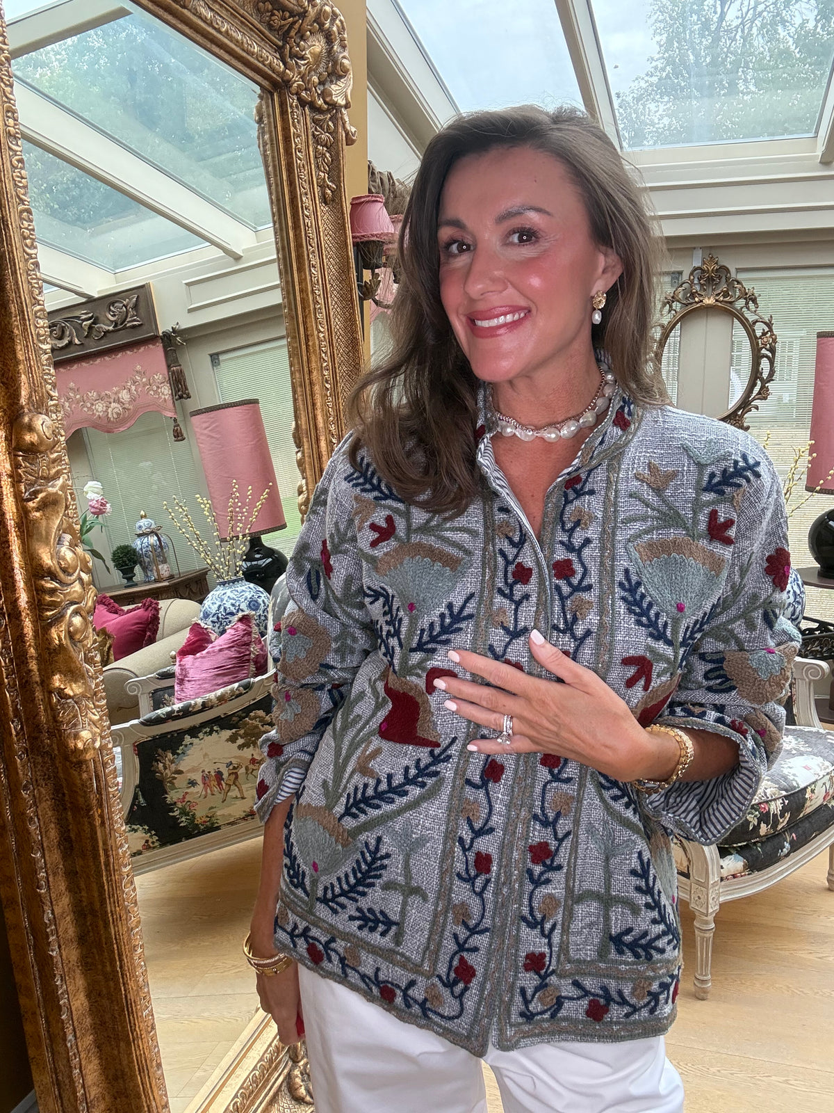 Marrakech Embroidered Jacket in Grey