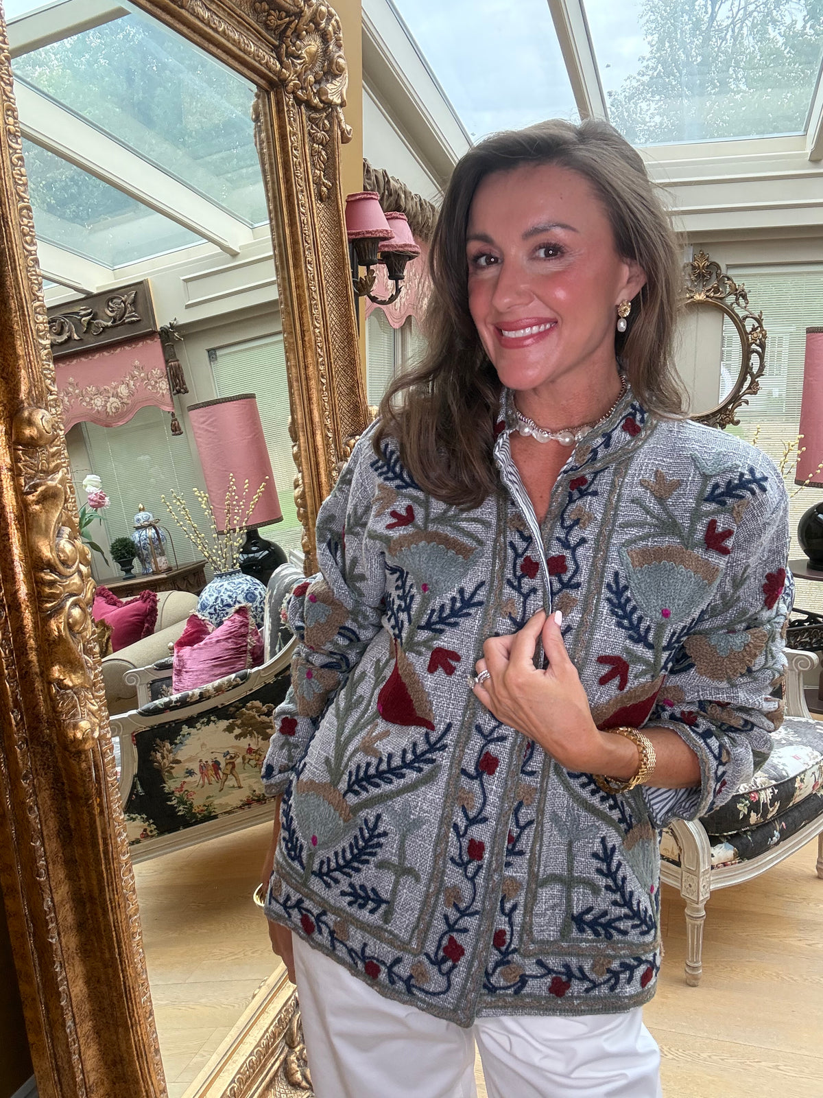 Marrakech Embroidered Jacket in Grey