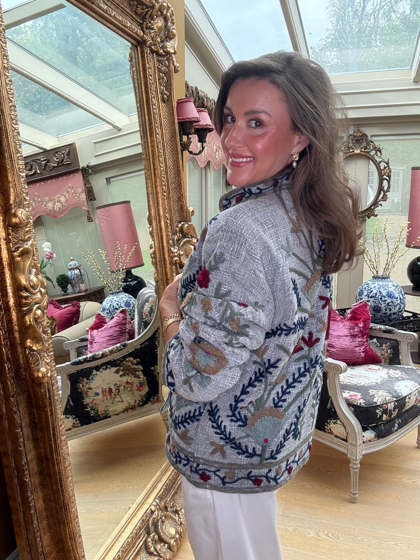 Marrakech Embroidered Jacket in Grey