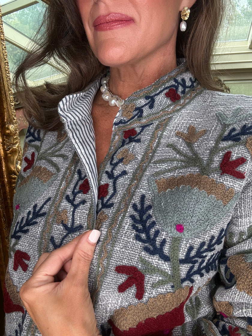 Marrakech Embroidered Jacket in Grey