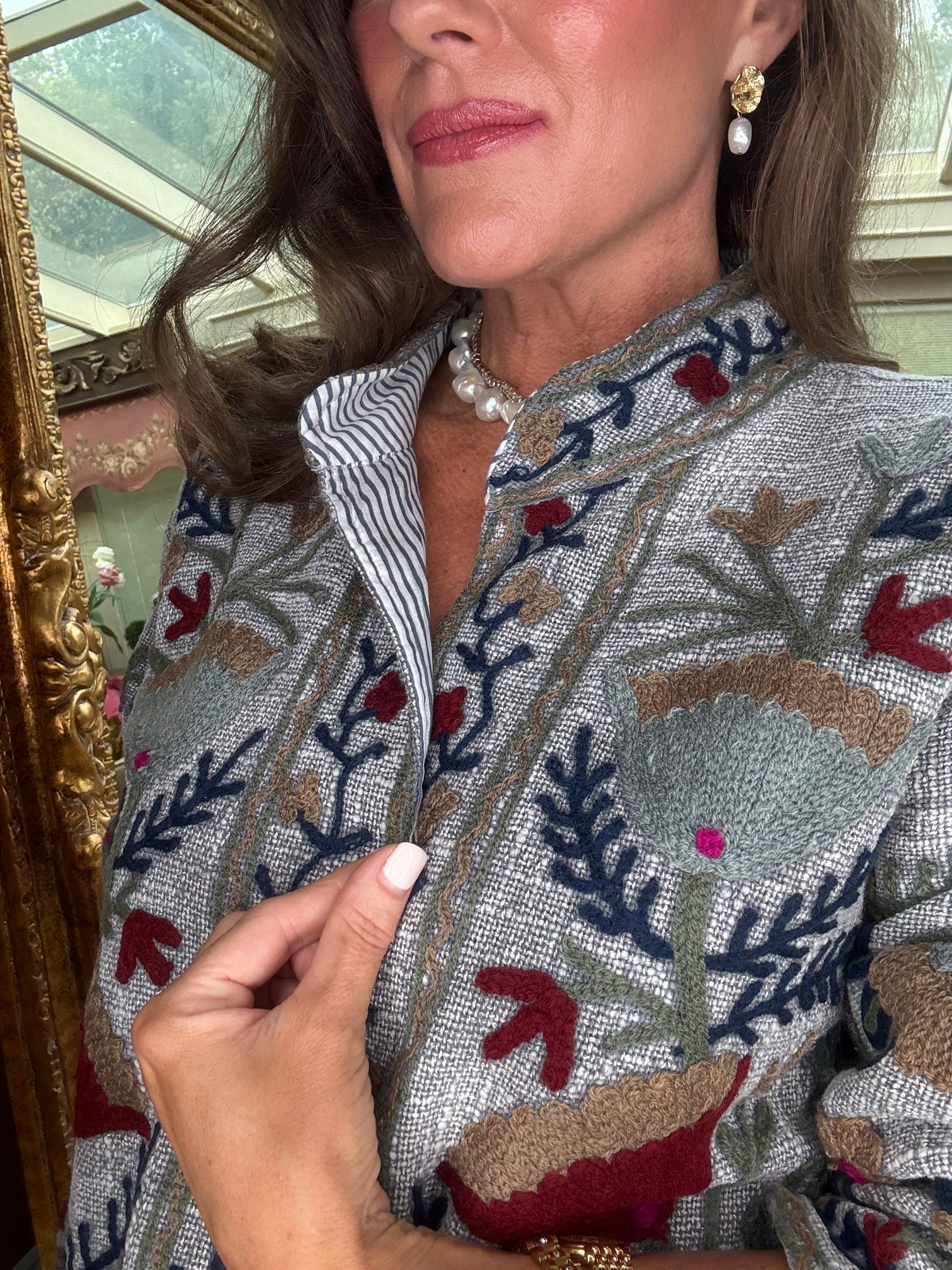 Marrakech Embroidered Jacket in Grey