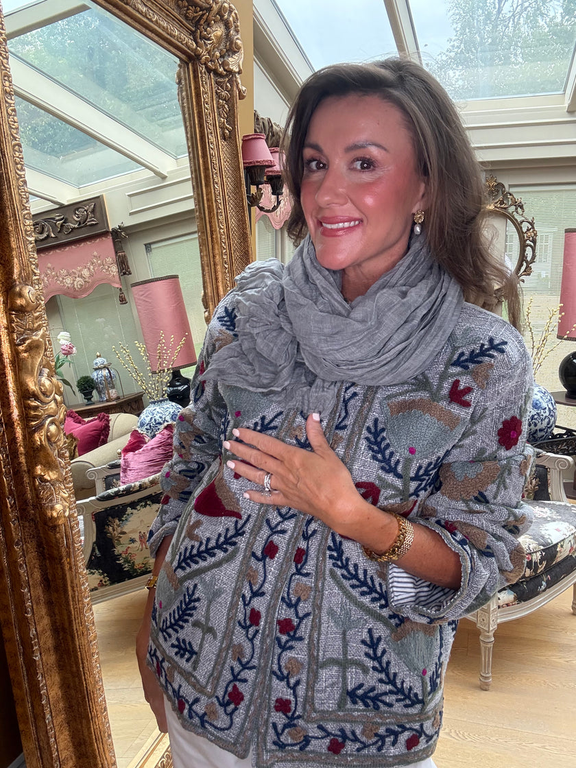 Marrakech Embroidered Jacket in Grey