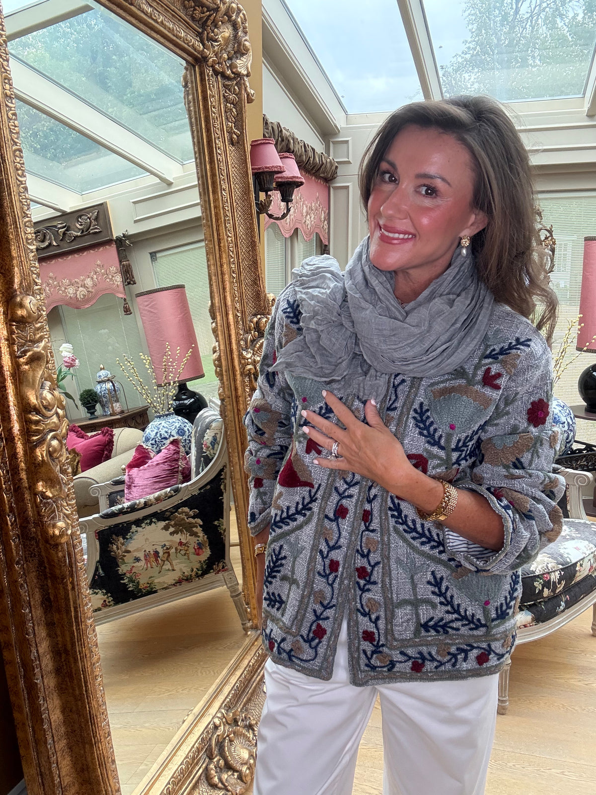 Marrakech Embroidered Jacket in Grey