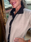 Shelby Knit Jacket in Beige and Chocolate