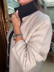 Shelby Knit Jacket in Beige and Chocolate
