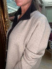 Shelby Knit Jacket in Beige and Chocolate