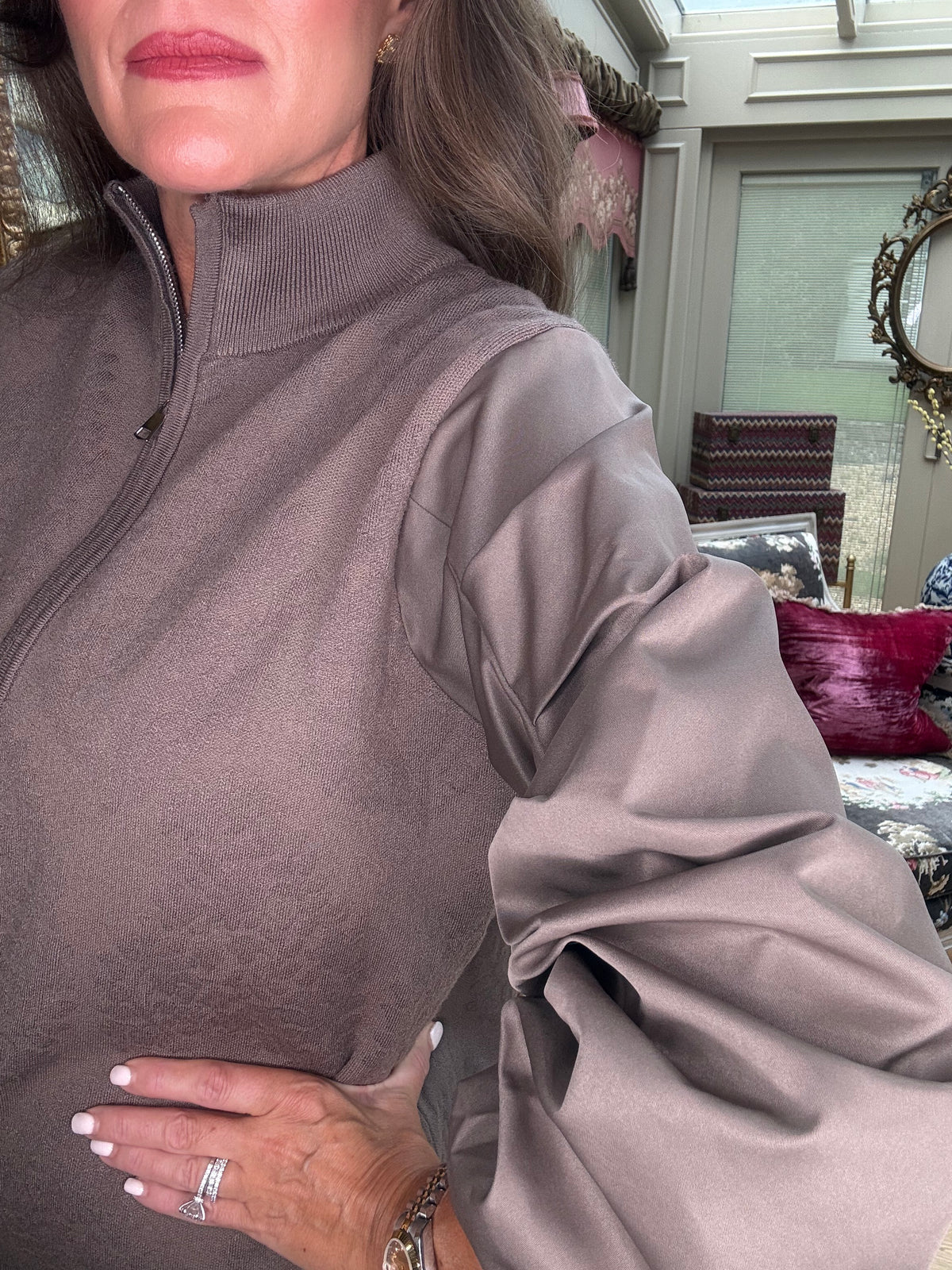 Romilly Ruched Sleeve Jacket in Mocha