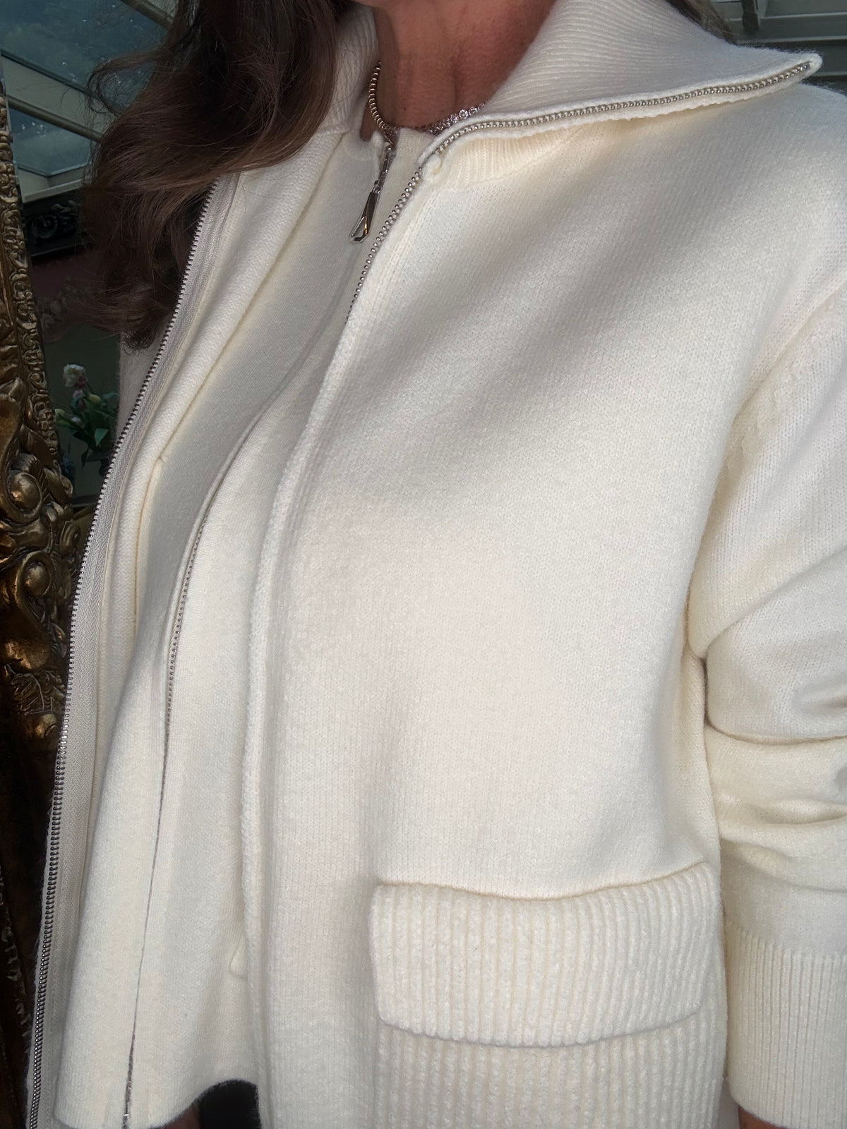 Portia Zip Through Tank in Cream