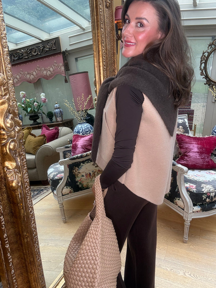 Portia Zip Through Tank in Camel