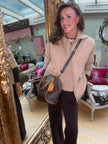 Roberta Funnel Neck Cardigan in Camel