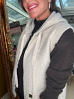 Romy Knitted Zip Through Hoodie in Cream